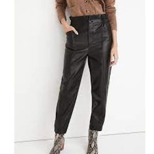 Madewell Faux-Leather Black High-Waisted Pants